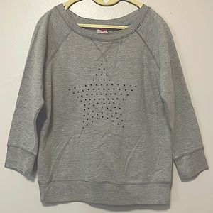 Nice gray sweatshirt with black rhinestones. Sz large